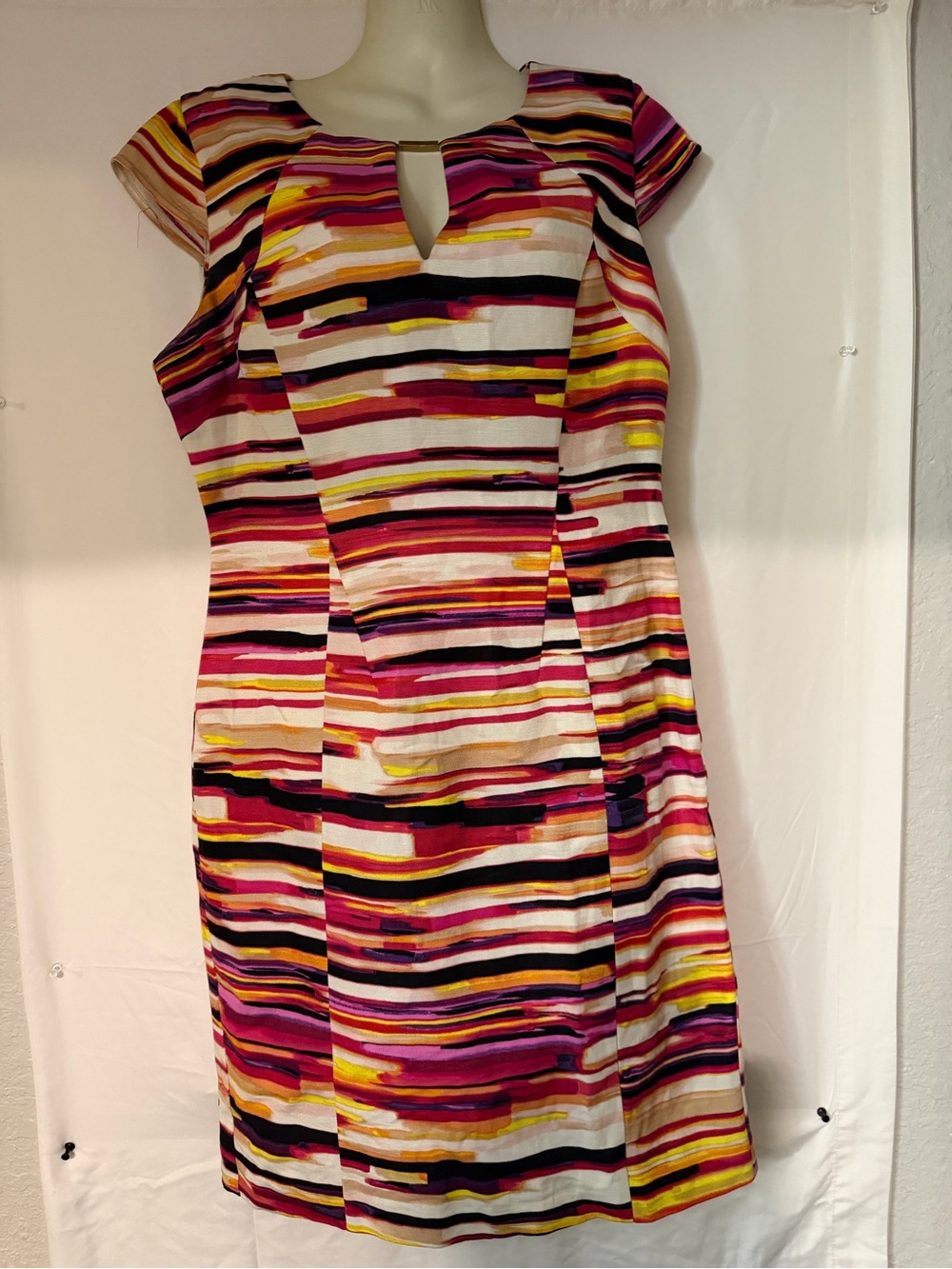 Calvin Klein Multicolor Striped Cap-Sleeve Sheath Dress